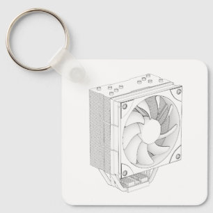 Sketch of computer processor cooler keychain
