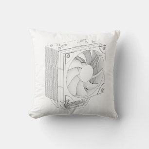 Sketch of computer processor cooler throw pillow