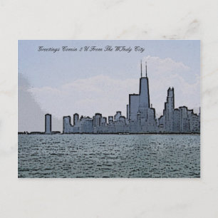 Sketch of Gorgeous Chicago Skyline Postcard