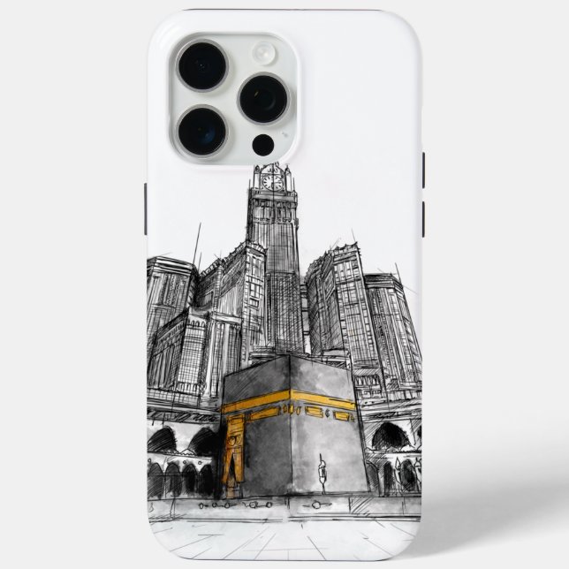 Sketch of Kaaba Makkah Islamic Art - Muslim Gifts Case-Mate iPhone Case (Back)