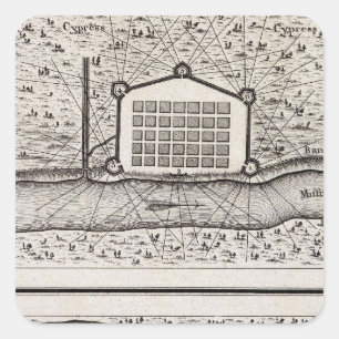 Sketch of new Orleans taken from fort St Charles Square Sticker