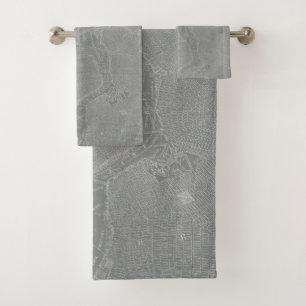 Sketch of New York City Map Bath Towel Set