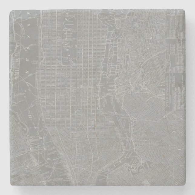 Sketch of New York City Map Stone Coaster (Front)