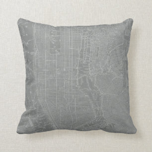Sketch of New York City Map Throw Pillow