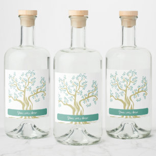 Sketch of Olive tree Personalizated text Liquor Bottle Label