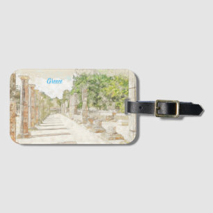 Sketch of ruins in Ancient Olympia, Elis, Greece Luggage Tag