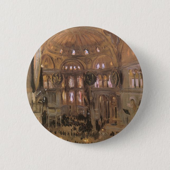 Sketch of Santa Sophia by John Singer Sargent 2 Inch Round Button (Front)