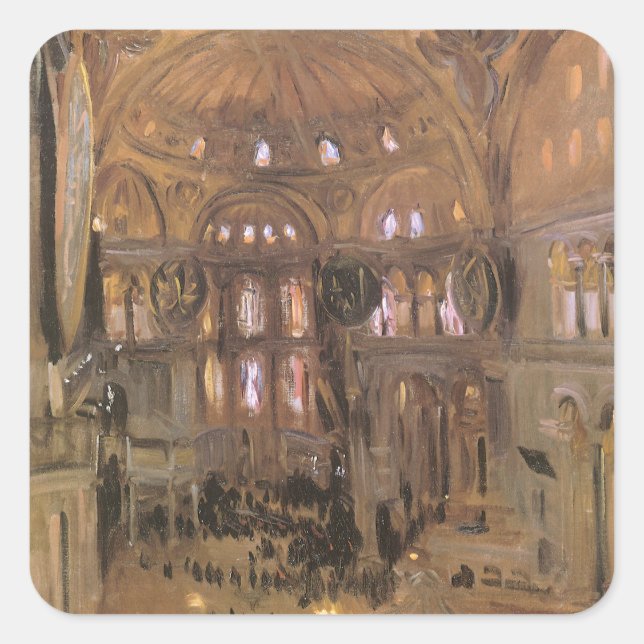 Sketch of Santa Sophia by John Singer Sargent Square Sticker (Front)