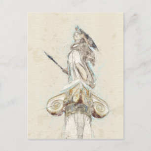 Sketch of Statue of Athena  Holiday Postcard