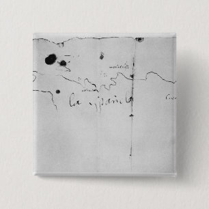 Sketch of the coast of Espanola, 2 Inch Square Button