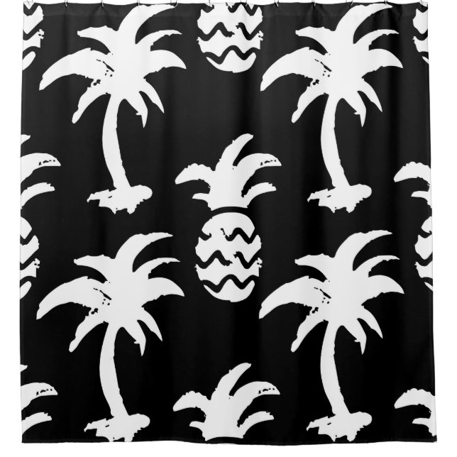 Sketch palm trees, pineapples, monochrome pattern. (Front)