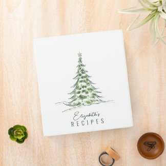 Sketch Pine Christmas Tree Cookbook Minimal Recipe Binder