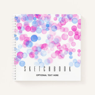 Sketch Pink Blue Bokeh Effect Dots Personalized Notebook