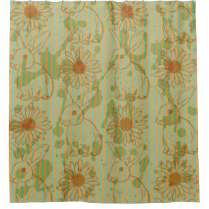 Sketch rabbit and chamomile, vintage seamless patt