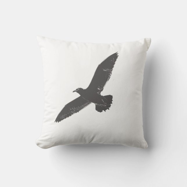 Sketch Seagull Pattern Throw Pillow Cushion (Front)