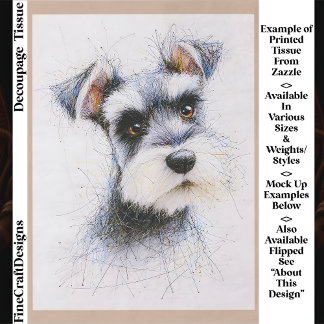  Sketch Style Cute Schnauzer Dog EW4R Decoupage Tissue Paper
