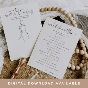 Sketch the Dress & Bridal Trivia Game Card
