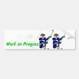 Sketch to final hockey penguin bumper sticker