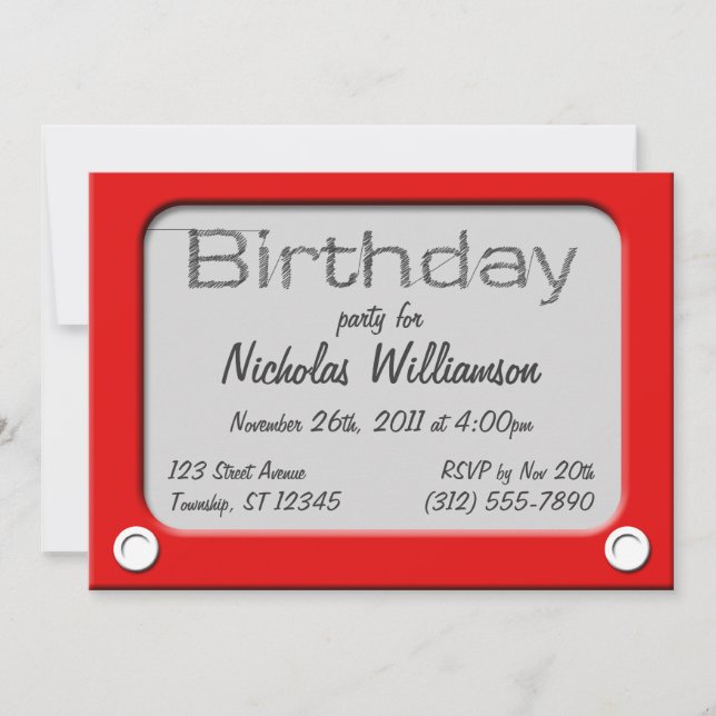 Sketch Toy Birthday Party Invitation (Front)