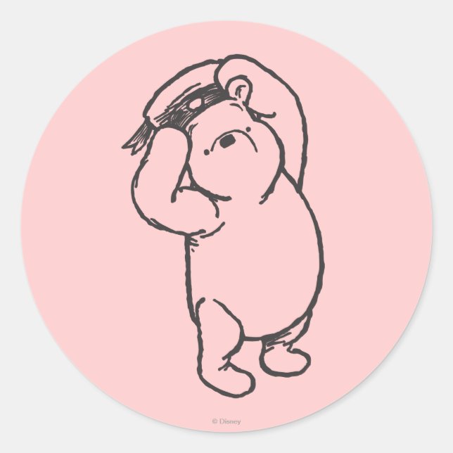Sketch Winnie the Pooh 1 Classic Round Sticker (Front)