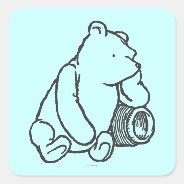 Sketch Winnie the Pooh 2 Square Sticker (Front)
