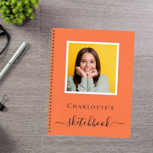 Sketchbook coral orange photo typography notebook