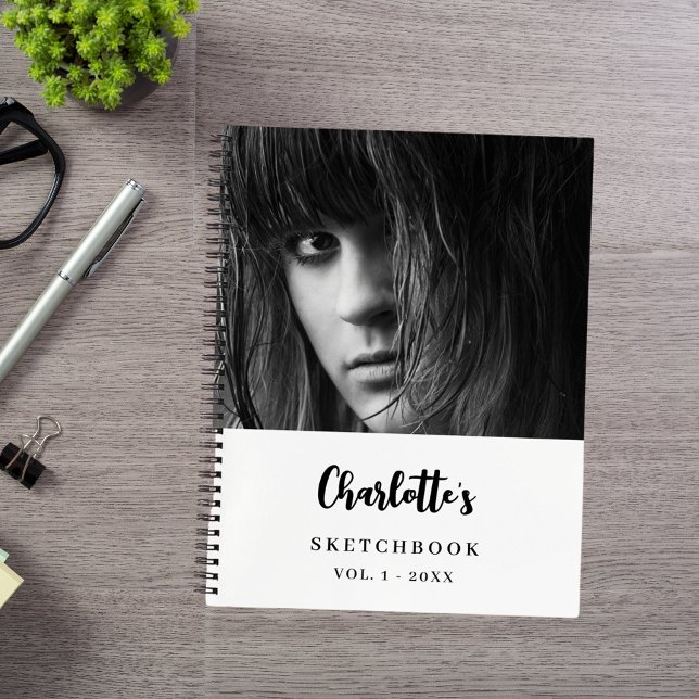 Sketchbook custom photo black white name notebook (Creator Uploaded)