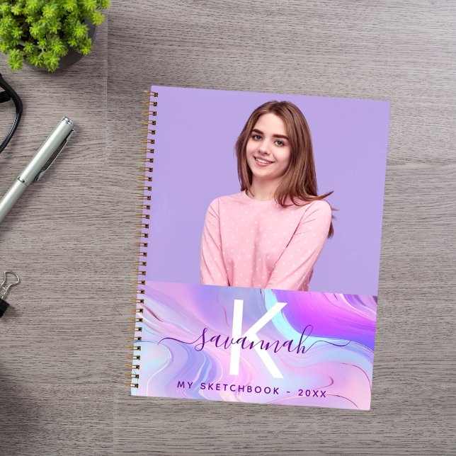 Sketchbook custom photo holographic monogram notebook (Creator Uploaded)