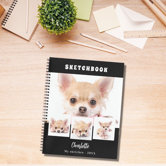 Sketchbook dog pet black white photo collage notebook (Creator Uploaded)