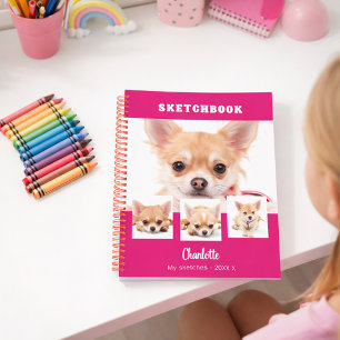 Sketchbook dog pet hot pink photo collage notebook