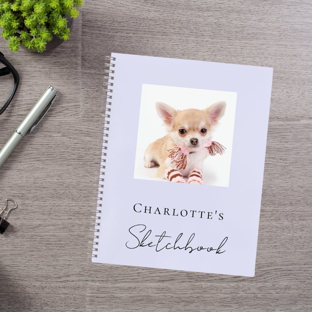 Sketchbook dog pet photo lavender violet notebook (Creator Uploaded)
