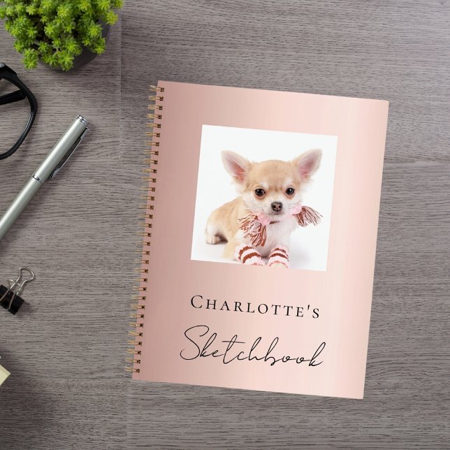 Sketchbook dog pet photo rose gold notebook (Creator Uploaded)