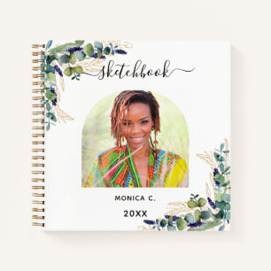 Sketchbook eucalyptus greenery gold photo notebook