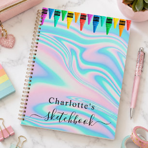 Sketchbook Holographic Pink Drips Girl Planner