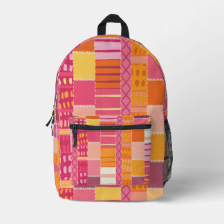 Sketchbook Marks-Textured Multicoloured Stripes Printed Backpack