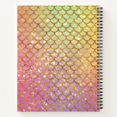 Sketchbook mermaid scales pink purple glitter name notebook (Back)