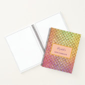 Sketchbook mermaid scales pink purple glitter name notebook (Inside)