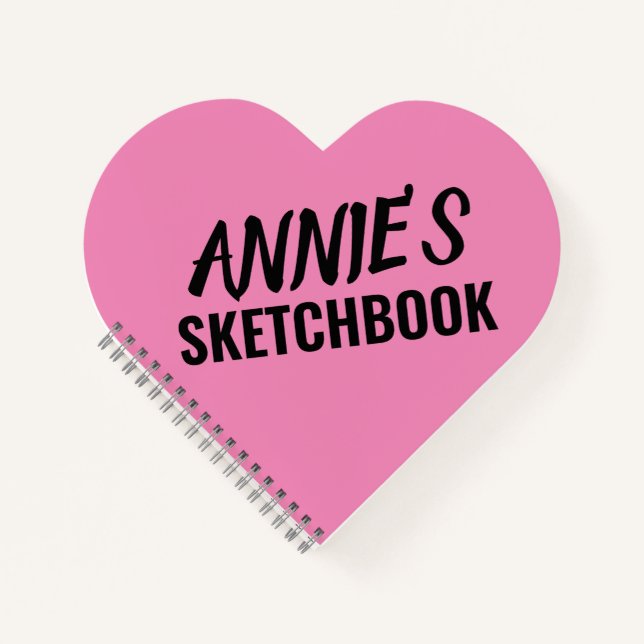 SKETCHBOOK PERSONALIZED HEART SHAPED NAME NOTEBOOK (Front)