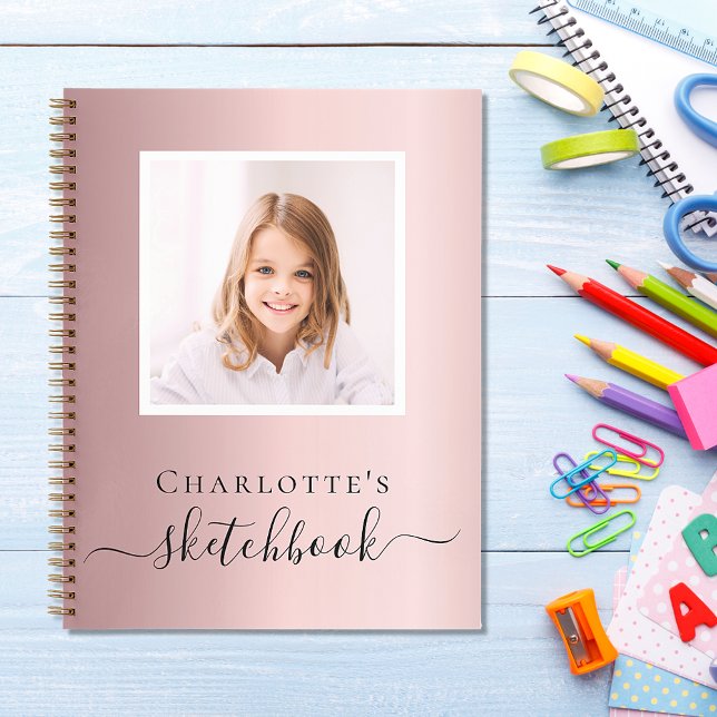 Sketchbook pink photo kids children typography notebook (Creator Uploaded)