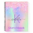 Sketchbook pink purple holographic name