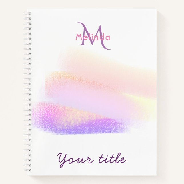Sketchbook  purple golden brush strokes name notebook (Front)