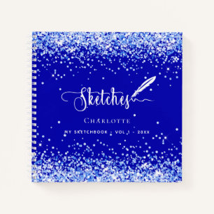 Sketchbook royal blue name script notebook