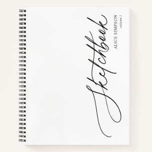 Sketchbook Script Calligraphy Minimalist Notebook