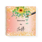 Sketchbook sunflowers orange gold paint