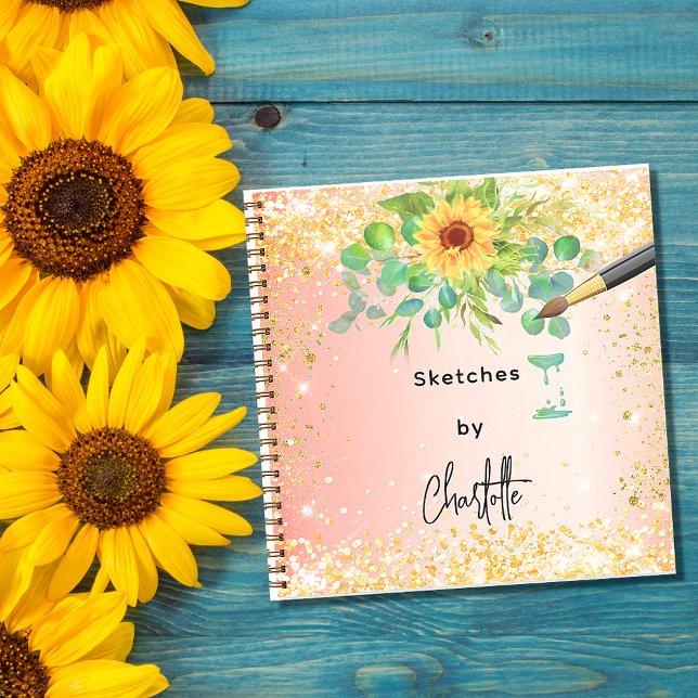 Sketchbook sunflowers orange gold paint notebook (Creator Uploaded)