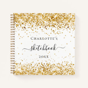 Sketchbook white gold name notebook