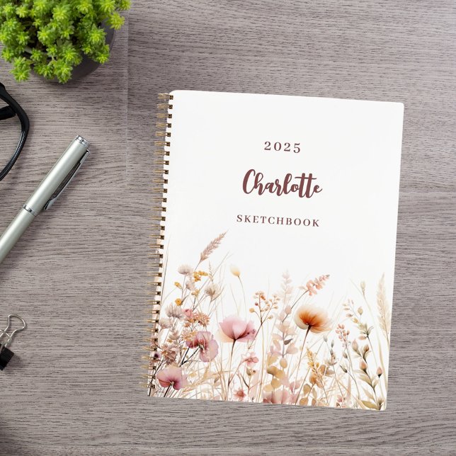 Sketchbook wildflower meadow pink beige notebook (Creator Uploaded)