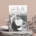 Sketched Announcement | Photo Save the Date<br><div class="desc">A modern and stylish save the date design featuring a grey text overlay and a full bleed vertical or portrait oriented photo. "Save the Date" appears at the top in hand sketched script typography, with your names, wedding date, and location tucked into the design. Add additional details, like your wedding...</div>