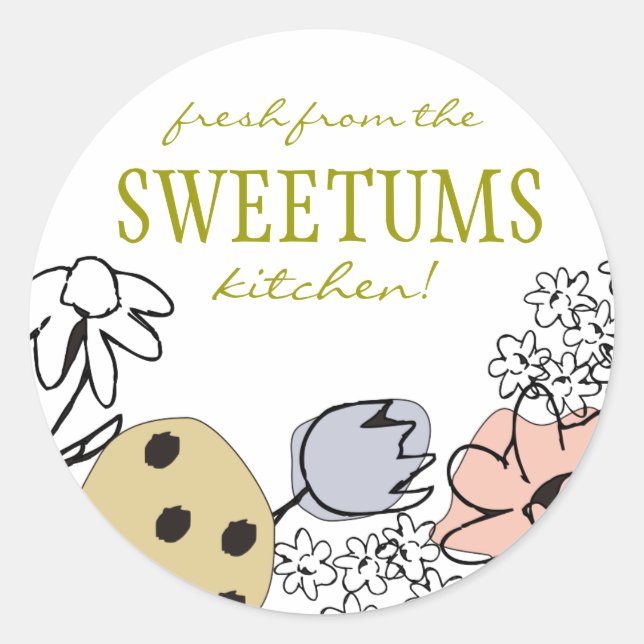 sketched bakery sweets flowers gift tag stickers (Front)