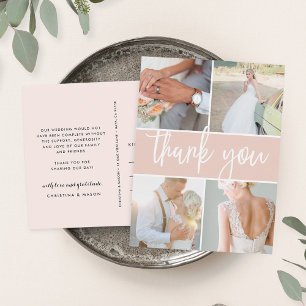 Sketched Blush Wedding Photo Thank You Postcard